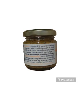Tartinade : Carottes aux châtaignes et miel 85 grs